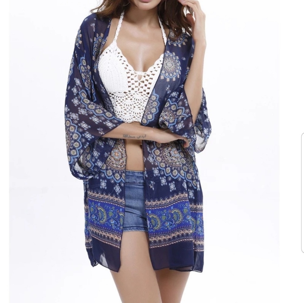 🔥Floral Chiffon Kimono Coverups Red Only - Picture 6 of 7